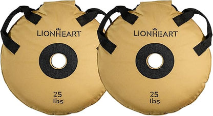 Lionheart Sand Bag Weight Plates Set | Sandbags for Working Out | Home Gym Bumper Plates | Travel-Friendly Sandbag for Fitness & Weight Training | Unfilled 10, 15, 25, 35, 45 lb Plates (Set of 2)