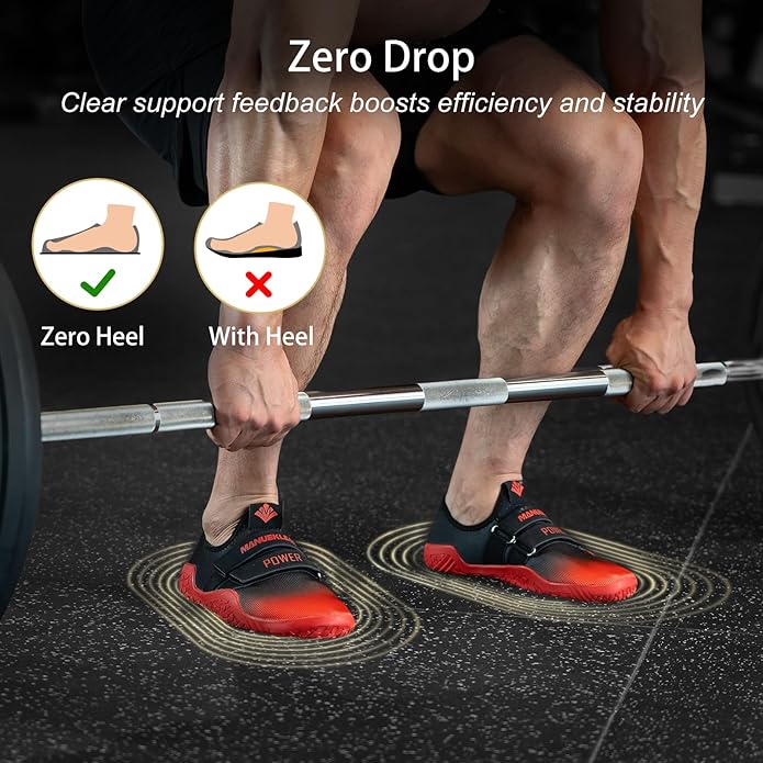 MANUEKLEAR Deadlift Shoes - Weight Lifting Shoes for Men Women - Weightlifting Squat Shoes Fitness Cross-Trainer Barefoot Gym Training Sneakers