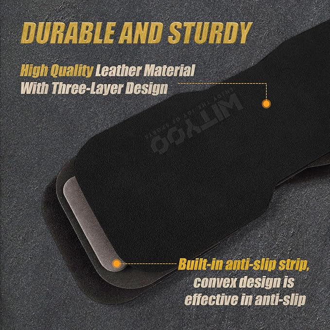 Weight Lifting Wrist Strap, Weightlifting Grip Strap for Gym Deadlifts, Powerlifting, Heavy Shrug, Pull Ups, Three Layer Leather Adjustable Training Accessory Gifts for Men Women Dad Him