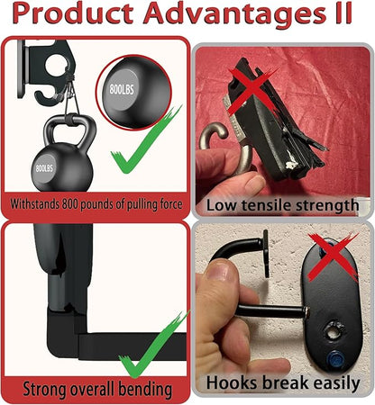 4 PCS Resistance Band Wall Anchors, Exercise Band Wall Anchor, Gym Wall Hooks for Resistance Bands, Workout Wall Mount Anchor for Physical Therapy and Small Space Home - Black