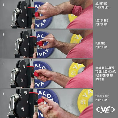 Valor Fitness Cable Crossover Machine - 17 Adjustable Positions with Pull Up Bars and Optional Bundle Attachments Max Weight 200 lb. Plate Loaded Pulley System for Home Gym Power Workout