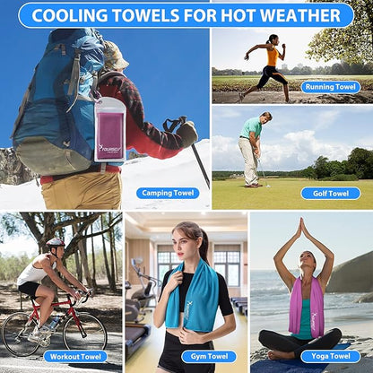 SYOURSELF Cooling Towel, Cooling Towels for Neck,40" x 12"Ice Towel for Instant Cooling Relief, Soft Breathable Chilly Towel, Perfect Yoga, Golf, Sports, Gym, Workout, Athletes Towel (1PC-Hot Pink)
