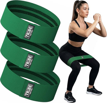 Tribe Lifting Fabric Resistance Bands for Legs - Workout Bands Resistance Bands for Men and Women - Booty Bands for Working Out - Exercise Bands Resistance Bands Set - Elastic Bands for Exercise