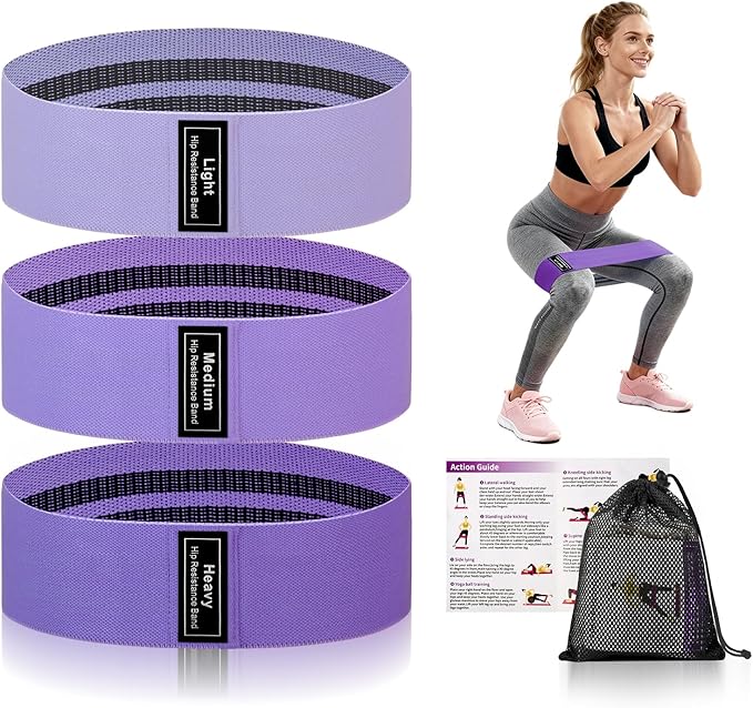 Muka 3 Pcs Resistance Bands Fabric Stretch Bands for Working Out, Yoga Elastic Band Loops for Booty Legs Thigh Glute Exercise