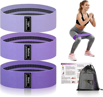 Muka 3 Pcs Resistance Bands Fabric Stretch Bands for Working Out, Yoga Elastic Band Loops for Booty Legs Thigh Glute Exercise