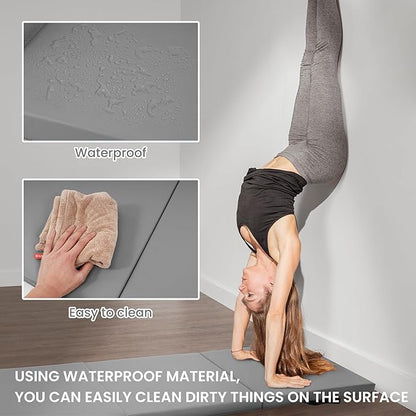 BalanceFrom 6x2 Feet 3-Panel Folding Gymnastics Mat – 2-Inch Thick Pad with Vinyl Surface and Carrying Handles for Tumbling, Yoga, Pilates, Home Workouts, and Martial Arts
