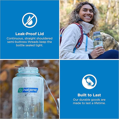 Nalgene 32 oz Wide Mouth Water Bottle | BPA-Free, Durable & Leak Proof, Lightweight Bottle for Hiking & Gym, Work & Travel
