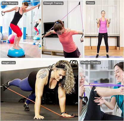 Resistance Exercise Band with Handles, Workout Band Weight Band for Physical Therapy,Strength Training Home Gym Fitness,with Door Anchor & Storage Bag.