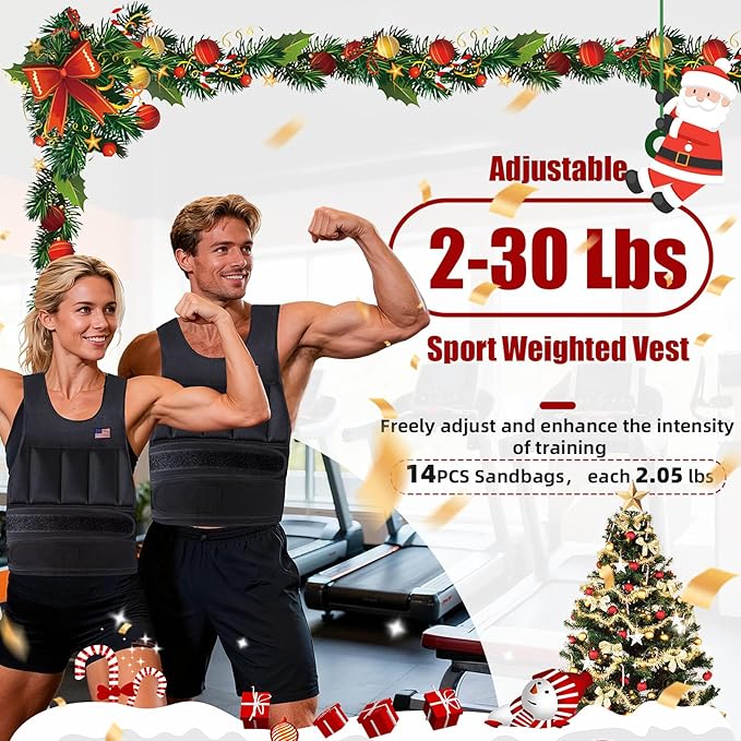 Adjustable Weighted Vest for Men Women,2-30 Lbs Adjustable Weighted Vest with Straps Womens Running Weight Vest for Walking Strength Training Fitness