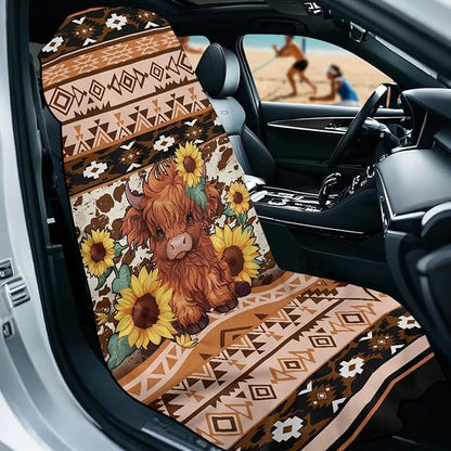 Bulopur Highland Cow Sweat Proof Towel for Car Seat Soft Comfortable Removable Car Seat Towel Front Seats Cover After Gym Beach Yoga Workout Aztec Automotive Accessories