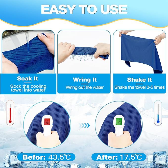 MENOLY 30 Packs Cooling Towels Bulk Cooling Towels for Neck and Face Gym Workout Cooling Neck Rags for Sports Yoga Soft Microfiber Breathable Sweat Rags for Hiking Running Fitness-Dark Blue
