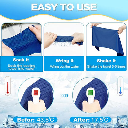 MENOLY 30 Packs Cooling Towels Bulk Cooling Towels for Neck and Face Gym Workout Cooling Neck Rags for Sports Yoga Soft Microfiber Breathable Sweat Rags for Hiking Running Fitness-Dark Blue