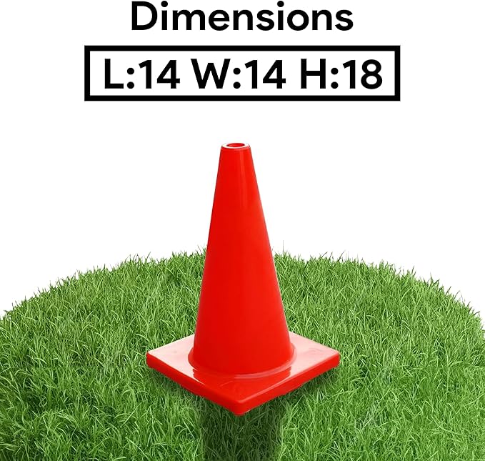 Heavy Duty Agility Training Cones (2 in, 6 in, 9 in, 12 in, 18 in, 28 in) for Sports and Kids Coaching, Multipurpose Field Marker Cones, Soccer, Basketball Drills, Bike, Motorcycle Training