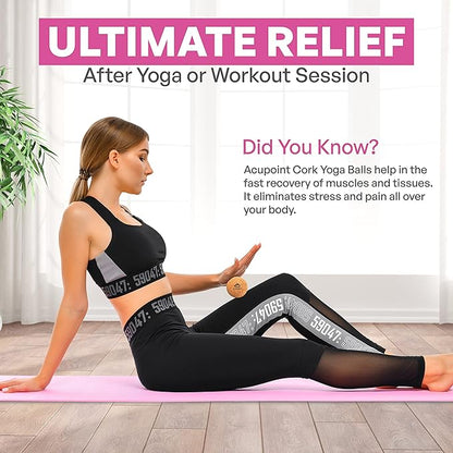 Physical Massage Therapy Lacrosse Ball Set Ideal for Yoga Deep Tissue Massage Trigger Point Therapy and Myofascial Release Physical Therapy Equipment Back Foot Plantar Fasciitis (Cork)