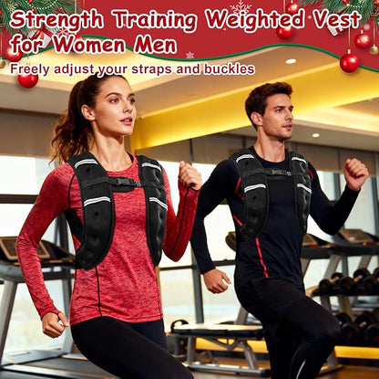 Weighted Vest for Woman Men,8 lb Weight Vest Reflective Stripe with Adjustable Strap Pocket Running Vest Workout Strength Training Walking
