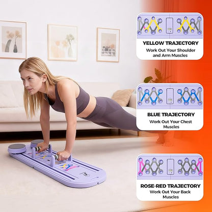 AVOCARDIO Foldable Pilates Reformer Board - Multifunctional 10-in-1 Set - Home Workout Equipment - Portable Home Gym Pilates Kit with Towel, Resistance Bands and Pilates Socks - Push Up and Abs Board