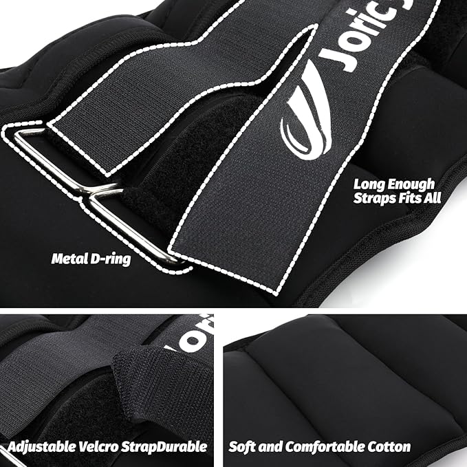 Adjustable Ankle Weights for Women Men 1/2/3/4/5/6/8/10/12/20 LBS 1 Pair Wrist Leg Arm Weights with Removable Weight Strength Training Weight for Walking Running Fitness Physical Therapy