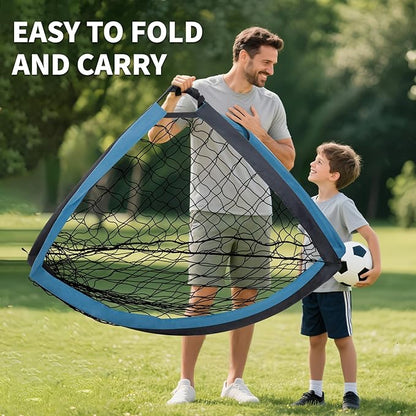 2 Set Kids Soccer Goals for Backyard with Training Equipment, Portable Foldable Practice Nets with Ball, Dice & Mat, Cones, Air Pump and Carry Bag for Toddler Youth Outdoor Sports Game
