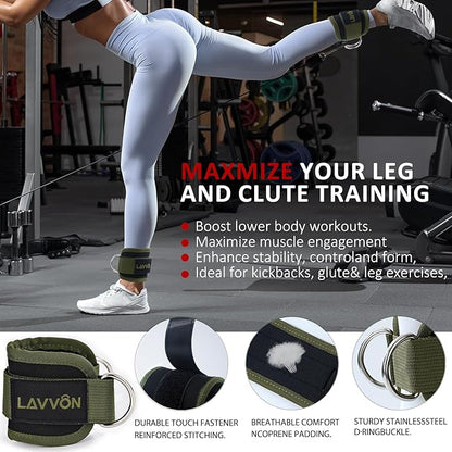 Squat Pad Set - Foam Barbell Pad for Squats Cushion, Lunges & Bar Padding for Hip Thrusts - Standard Olympic Weight Bar Pad - With Ankle Straps, Wrist Straps for Weightlifting