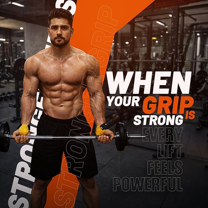 QTF Weight Lifting Grips (Pair) for Heavy Powerlifting, Wrist Straps for Deadlifts, Rows, Pull Ups, with Neoprene Padded Wrist Wraps Support and Strong Rubber Gloves or Straps for Bodybuilding.