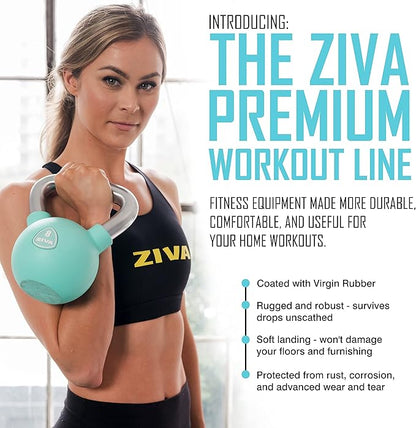 ZIVA Premium Functional Training Kit – 6 lb Medicine Ball, 15 lb Kettlebell & Speed Jump Rope for Strength, Core, Agility & Cardio – Full Home Workout Set in Turquoise