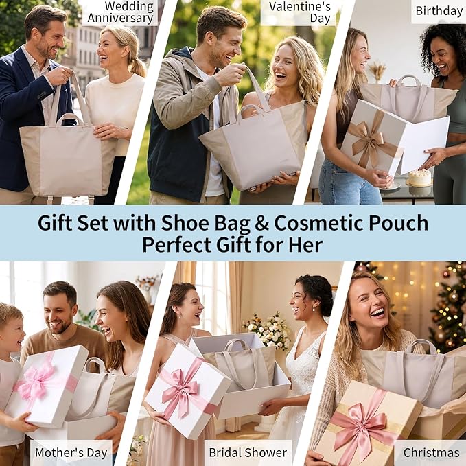 Tote Bag for Women, Lightweight Versatile Gym Travel Bags with Yoga Mat Strap, Wet Pocket, Shoe Bag & Cosmetic Pouch, Everyday Tote for Workout Fitness Pilates Swimming Work Stylish Handbag