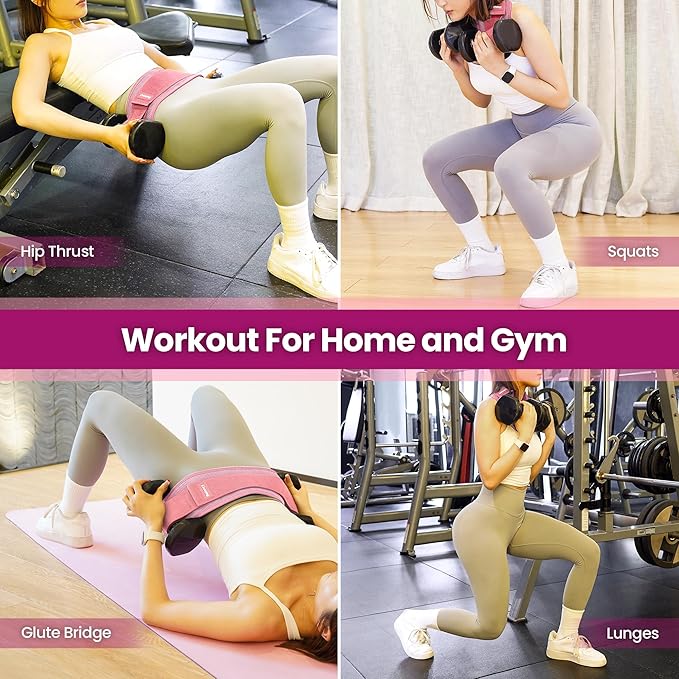 Hip Thrust Belt, Balency Hip Thrust Belt for Dumbbells Heavy, Booty Belt for Hip Thrust, Slip-Resistant Padding Hip Thrust Belt for Gym or Home Workouts, Hip Thrust Band for Dumbbell Kettlebell Plate