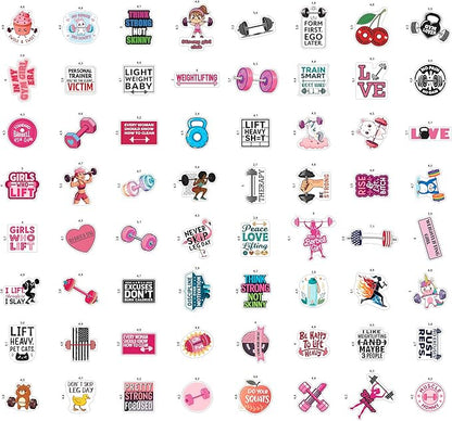 100Pcs Fitness Stickers, Weightlifting Training Gym Stickers for Water Bottle, Laptop - Workout Gifts, Weight Lifting Party Supplies