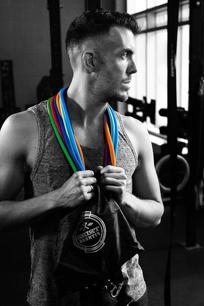 TRIBE Resistance Bands Accessories Equipment System for Home Gym, Exercise, Workout, Tube Bands & Cable Machines. Premium Ankle Straps, Door Anchor & Cushioned Handles. Heavy Duty Handle & Attachments