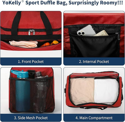 Gym Bag 20 inch Sport Duffle Bag for Men - 40L Weekender Duffel Bag for Travel - Red