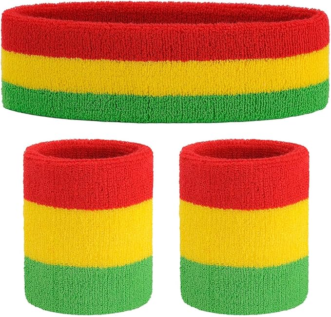 ONUPGO Sweatband Set Sports Headband Wristband Set Sweatbands Terry Cloth Wristband Wrist Sweatband Headbands Moisture Wicking Sweat Absorbing Head Band