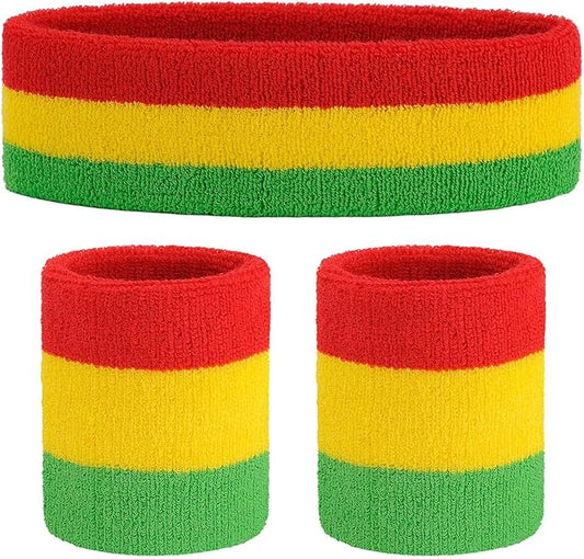 ONUPGO Sweatband Set Sports Headband Wristband Set Sweatbands Terry Cloth Wristband Wrist Sweatband Headbands Moisture Wicking Sweat Absorbing Head Band