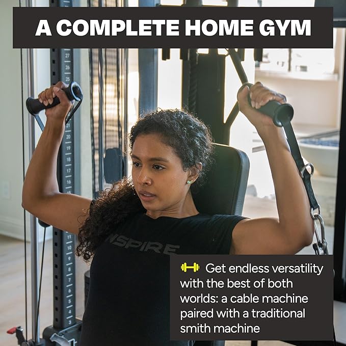 Inspire Fitness Home Gym Functional Trainer with Selectorized Smith Bar - Compact Home Workout Machine with Accessories and 2 x 165 lb Weight Stacks