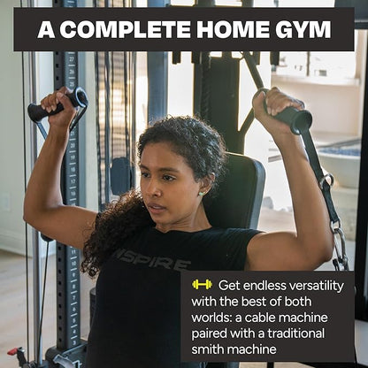 Inspire Fitness Home Gym Functional Trainer with Selectorized Smith Bar - Compact Home Workout Machine with Accessories and 2 x 165 lb Weight Stacks