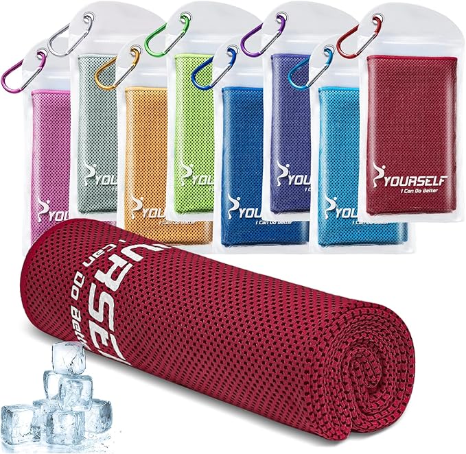SYOURSELF Cooling Towel, Cooling Towels for Neck,40" x 12"Ice Towel for Instant Cooling Relief, Soft Breathable Chilly Towel, Perfect Yoga, Golf, Sports, Gym, Workout, Athletes Towel (1PC-Red)