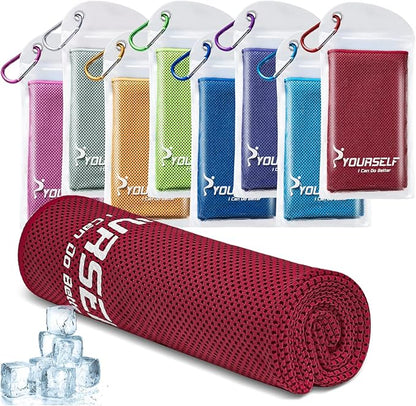 SYOURSELF Cooling Towel, Cooling Towels for Neck,40" x 12"Ice Towel for Instant Cooling Relief, Soft Breathable Chilly Towel, Perfect Yoga, Golf, Sports, Gym, Workout, Athletes Towel (1PC-Red)