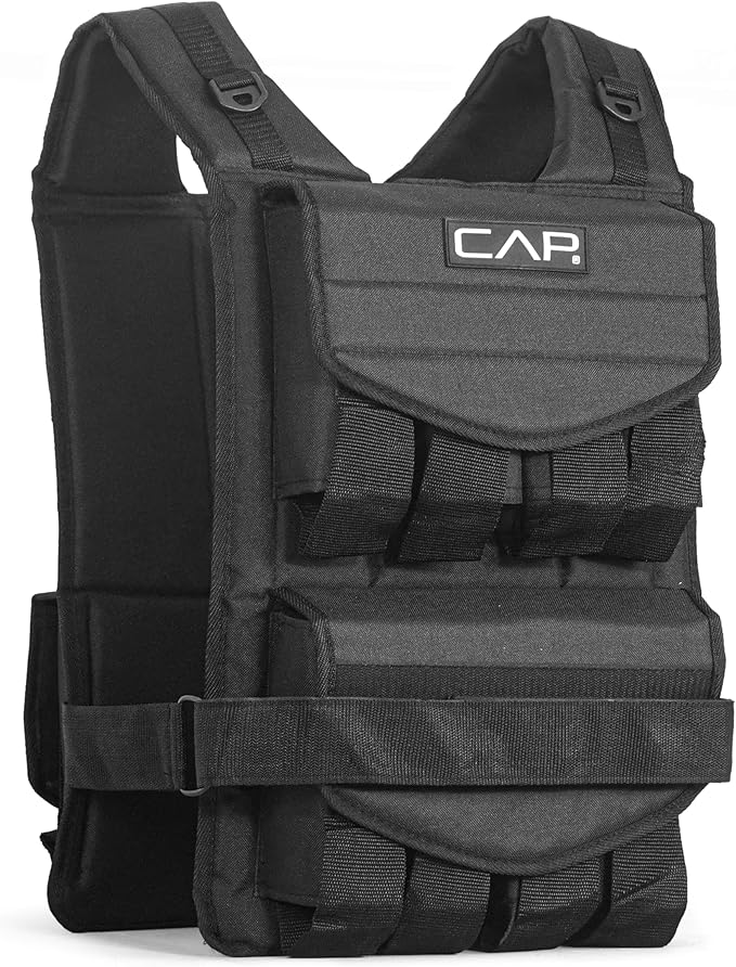 CAP Barbell Adjustable Weighted Vest | 20-150 lbs | Heavy-Duty Workout Vest with Removable Iron Weights for Strength Training, Cardio, Running, and Calisthenics