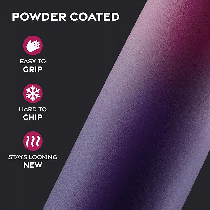 FineDine Water Bottle - Stainless Steel Insulated Water Bottle with Straw Lid, Flip Lid & Wide-Mouth Cap - Keeps Hot and Cold - 32 Oz / 946ml - Dreamy Purple