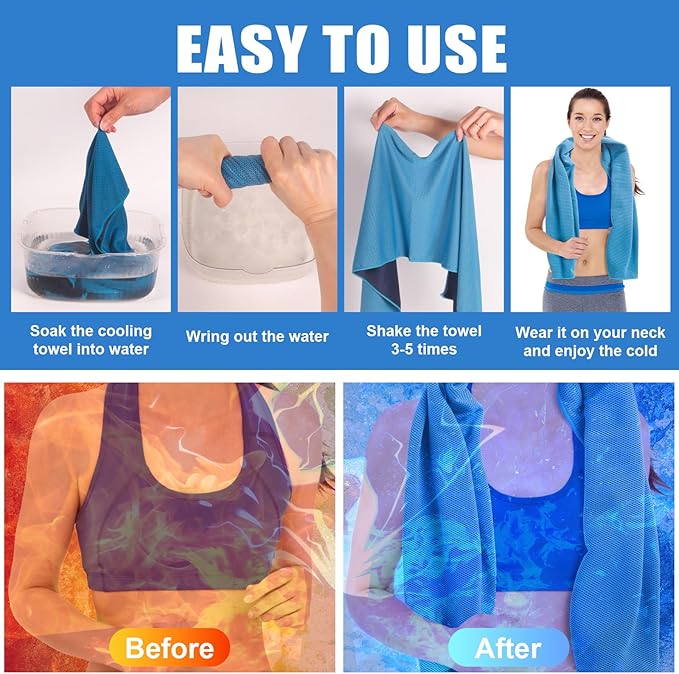 8 Pack Cooling Towel for Neck and Face,Gym Fitness Hiking Running Yoga Workout Sweat Ice Towel (Multicolor-05)