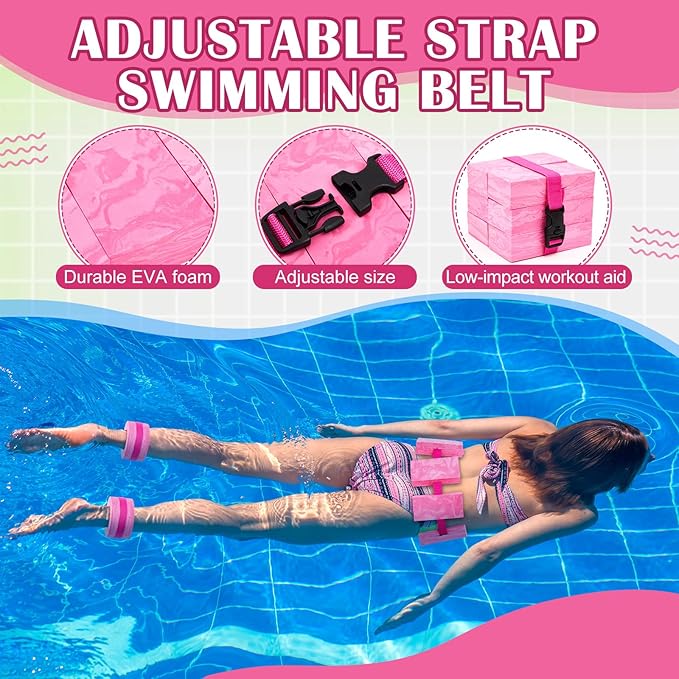 6 Pcs Aquatic Exercise Set Water Aerobics Set Large Mesh Beach Bag Pool Fitness Equipment Foam Water Dumbbell Ankle Swimming Weight Aquatic Swim Belt for Exercise Weight Loss