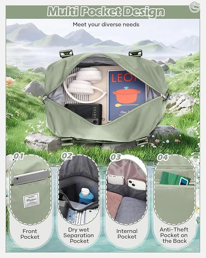 Gym Bag Womens,Travel Duffel Carry on Bag Sport Tote Bag Weekend Overnight Bag