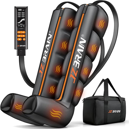 Air Compression Leg Recovery Boots : Sequential Full Leg Compression Massager System for Muscle Relaxation & Relief - 11 Intensity 6 Modes 3 Heat for Athletes & Gym (Large)