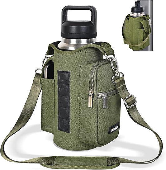 icolor Magnetic Gym Bag Water Bottle Carrier Holder with Phone Pockets & Shoulder Strap,Gym Magnetic Bag 5 Built-in Magnets Gym Accessories Organizer Sling Bottle Bag Pouch Sleeve
