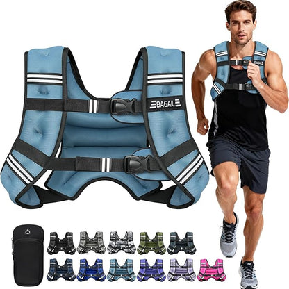 BAGAIL Comfort-Fit Weighted Vest for Woman, Even Weight Distribution, Faster Weight Loss, No-Chafe or Bounce for Walking & Running with Detachable Phone Pouch & Reflective Stripes (Available 5-30lbs)