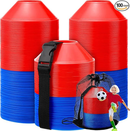 Hanaive 100 Pieces Mini Soccer Cones for Sport Drills 5 Inch Agility Disc Cones with Accessories for Kids Football Training