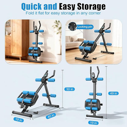 EPHESPORT Multifunctional Ab Machine, Crunch & Sit-Up Core Trainer for Stomach & Ab Workout, Adjustable & Foldable Exercise Equipment, Knee/Back Support, Full Body Workout for Home Gym