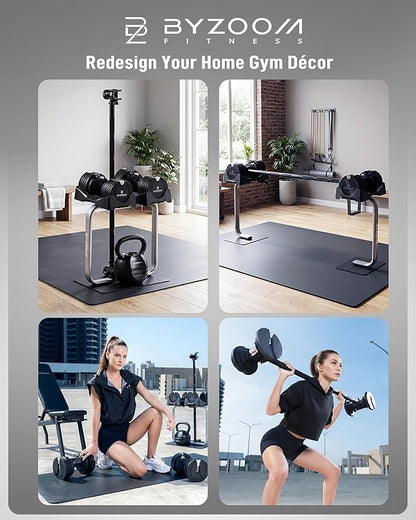 BYZOOM FITNESS Pure Series Adjustable Dumbbell - 12.5/25/27.5/75lb - ONE UNIT OR PAIR(check QTY before purchase) - 5-in-1/ 10-in-1 / 21-in-1 Flexible Hand Weights for Home Gym, Strength Training & Fitness Workouts, White OR Black