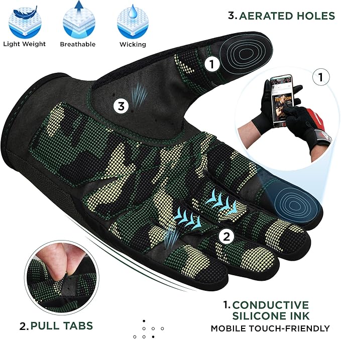RDX Weight Lifting Gloves with Wrist Support -Touch Screen Full Finger Gym Workout, Breathable Anti Slip Padded Grip, Men Women Fitness Training, Powerlifting Bodybuilding HIIT Exercise Weightlifting