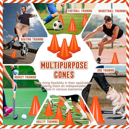 Syhood 30 Pack 7 Inch Plastic Traffic Cones Sports Training Agility Marker Mini Cones for Soccer, Skating, Football, Basketball, Indoor and Outdoor Games Sports Practice Equipment