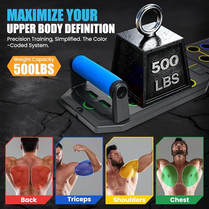 Portable Push Up Board - 20 in 1 Foldable Pushup Board Fitness - Push Up Bar at Home Gym - Strength Training Equipment for Men and Women